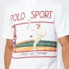 Vita Ralph Lauren grafiska pikétröjor för män Vita Ralph Lauren grafiska pikétröjor för män