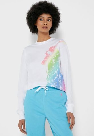 Vita Ralph Lauren grafiska T-shirts för kvinnor