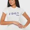 Vita Ralph Lauren grafiska T-shirts med rund hals för kvinnor Vita Ralph Lauren grafiska T-shirts med rund hals för kvinnor