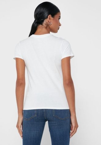 Vita Ralph Lauren grafiska T-shirts med rund hals för kvinnor
