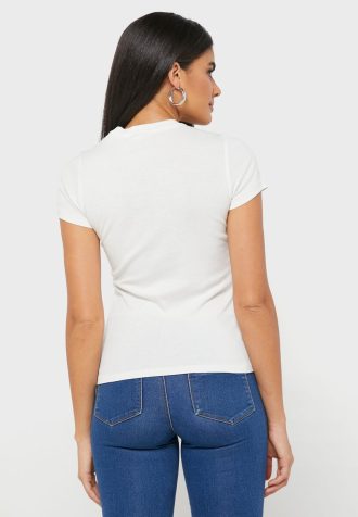 Vita Ralph Lauren grafiska T-shirts med rund hals för kvinnor
