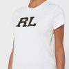 Vita Ralph Lauren grafiska T-shirts med rund hals för kvinnor Vita Ralph Lauren grafiska T-shirts med rund hals för kvinnor