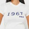 Vita Ralph Lauren grafiska T-shirts med rund hals för kvinnor Vita Ralph Lauren grafiska T-shirts med rund hals för kvinnor