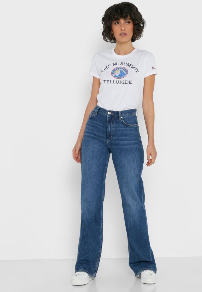 Vita Ralph Lauren grafiska T-shirts med rund hals för kvinnor Vita Ralph Lauren grafiska T-shirts med rund hals för kvinnor