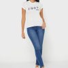 Vita Ralph Lauren grafiska T-shirts med rund hals för kvinnor Vita Ralph Lauren grafiska T-shirts med rund hals för kvinnor