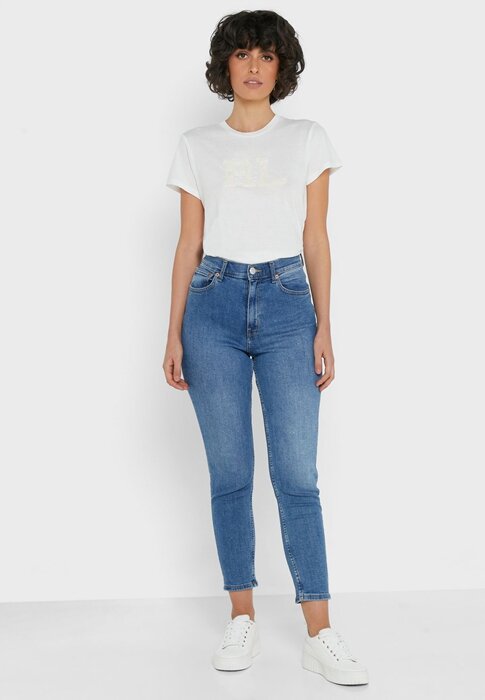 Vita Ralph Lauren grafiska T-shirts med rund hals för kvinnor Vita Ralph Lauren grafiska T-shirts med rund hals för kvinnor