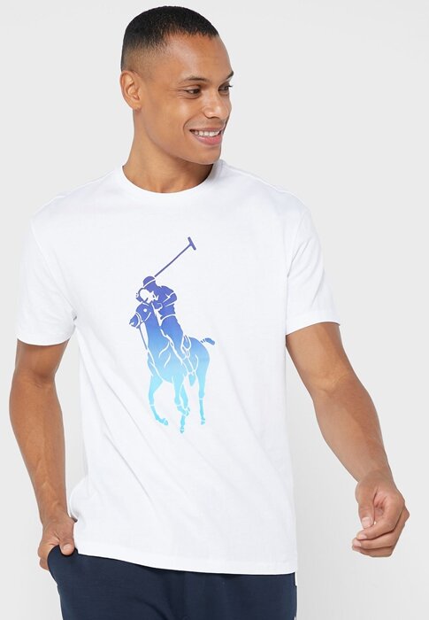 Vita Ralph Lauren grafiska T-shirts med rund hals för män Vita Ralph Lauren grafiska T-shirts med rund hals för män