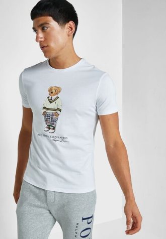 Vita Ralph Lauren grafiska T-shirts med rund hals för män Vita Ralph Lauren grafiska T-shirts med rund hals för män
