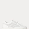 Vita Ralph Lauren Hailey Sneakers i perforerat läder för kvinnor