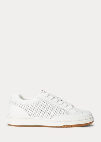Vita Ralph Lauren Hailey Sneakers i perforerat läder för kvinnor