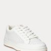 Vita Ralph Lauren Hailey Sneakers i perforerat läder för kvinnor
