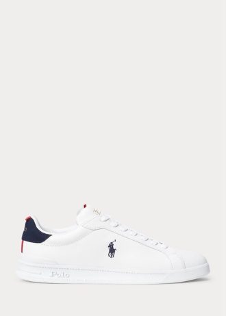 Vita Ralph Lauren Heritage Court II lädersneakers för män