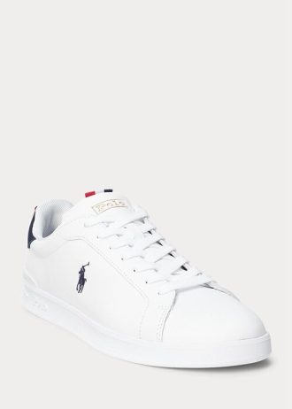 Vita Ralph Lauren Heritage Court II lädersneakers för män