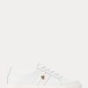 Vita Ralph Lauren Janson II Action Läder Sneakers för kvinnor