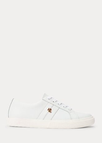 Vita Ralph Lauren Janson II Action Läder Sneakers för kvinnor