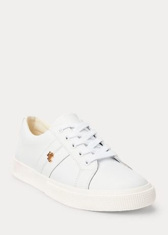 Vita Ralph Lauren Janson II Action Läder Sneakers för kvinnor