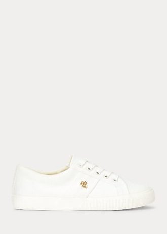 Vita Ralph Lauren Janson II Canvas Sneakers för kvinnor