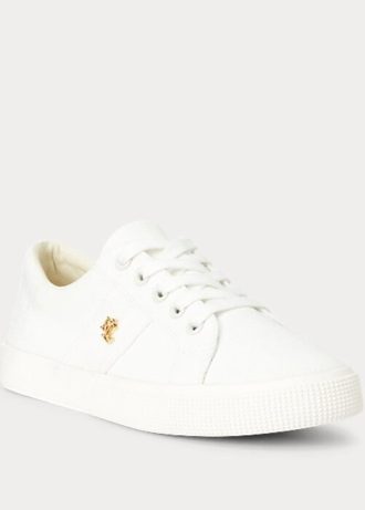 Vita Ralph Lauren Janson II Canvas Sneakers för kvinnor
