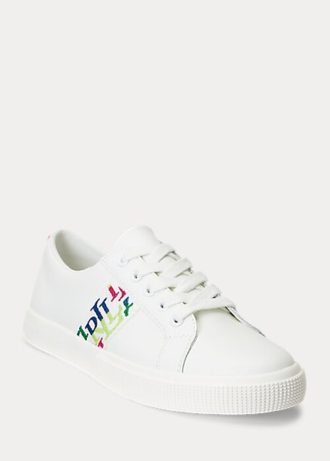 Vita Ralph Lauren Janson III Sneakers i nappaläder för kvinnor