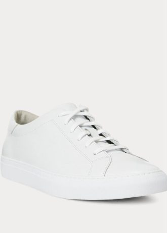 Vita Ralph Lauren Jermain lädersneakers för män
