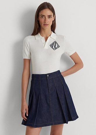 Vita Ralph Lauren Jersey-pikétröjor för kvinnor