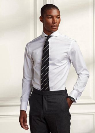 Vita Ralph Lauren Keaton Poplin formella skjortor för män