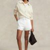 Vita Ralph Lauren Layered Ripstop-jersey Shorts med dragsko för kvinnor Vita Ralph Lauren Layered Ripstop-jersey Shorts med dragsko för kvinnor