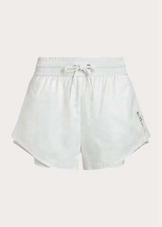 Vita Ralph Lauren Layered Ripstop-jersey Shorts med dragsko för kvinnor