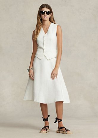 Vita Ralph Lauren linne A-line kjolar för kvinnor