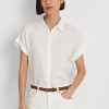 Vita Ralph Lauren linneskjortor med Dolmanärmar för kvinnor Vita Ralph Lauren linneskjortor med Dolmanärmar för kvinnor