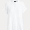 Vita Ralph Lauren linneskjortor med Dolmanärmar för kvinnor Vita Ralph Lauren linneskjortor med Dolmanärmar för kvinnor