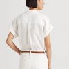 Vita Ralph Lauren linneskjortor med Dolmanärmar för kvinnor Vita Ralph Lauren linneskjortor med Dolmanärmar för kvinnor