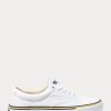 Vita Ralph Lauren-logotyp Sneakers i bomullscanvas för kvinnor