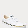 Vita Ralph Lauren-logotyp Sneakers i bomullscanvas för kvinnor