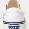 Vita Ralph Lauren-logotyp Sneakers i bomullscanvas för kvinnor