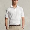 Vita Ralph Lauren pikétröjor i stretchnät med dragkedja för män