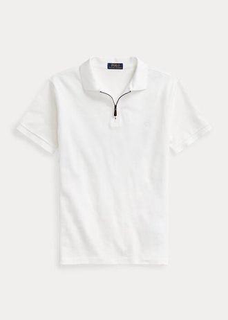 Vita Ralph Lauren pikétröjor i stretchnät med dragkedja för män