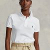 Vita Ralph Lauren pikétröjor med mesh i klassisk passform för kvinnor Vita Ralph Lauren pikétröjor med mesh i klassisk passform för kvinnor