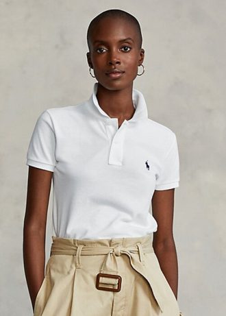 Vita Ralph Lauren pikétröjor med mesh i klassisk passform för kvinnor Vita Ralph Lauren pikétröjor med mesh i klassisk passform för kvinnor