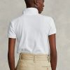 Vita Ralph Lauren pikétröjor med mesh i klassisk passform för kvinnor Vita Ralph Lauren pikétröjor med mesh i klassisk passform för kvinnor