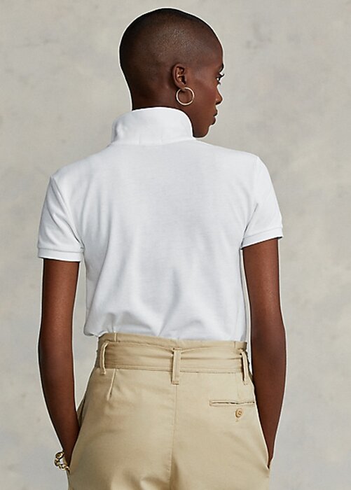 Vita Ralph Lauren pikétröjor med mesh i klassisk passform för kvinnor Vita Ralph Lauren pikétröjor med mesh i klassisk passform för kvinnor