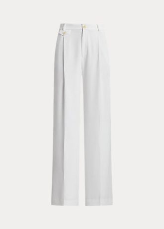 Vita Ralph Lauren plisserade Georgette-byxor för kvinnor