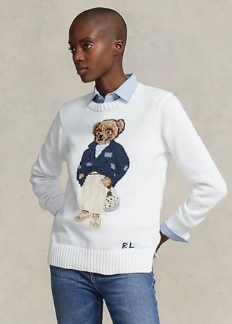 Vita Ralph Lauren Polo Bear bomullströjor för kvinnor