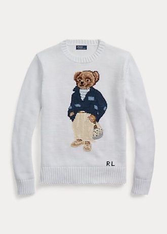 Vita Ralph Lauren Polo Bear bomullströjor för kvinnor