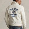 Vita Ralph Lauren Polo Bear Broderade Trucker-jackor för män Vita Ralph Lauren Polo Bear Broderade Trucker-jackor för män