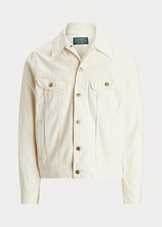 Vita Ralph Lauren Polo Bear Broderade Trucker-jackor för män