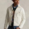 Vita Ralph Lauren Polo Bear Broderade Trucker-jackor för män Vita Ralph Lauren Polo Bear Broderade Trucker-jackor för män