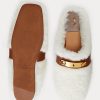 Vita Ralph Lauren Polo ID Shearling Flat Shoes för kvinnor