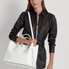 Vita Ralph Lauren-präglat läder för kvinnor, stora Marcy-väskor Vita Ralph Lauren-präglat läder för kvinnor, stora Marcy-väskor