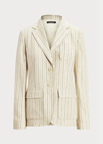 Vita Ralph Lauren-randiga kavajer i linneblandning för kvinnor